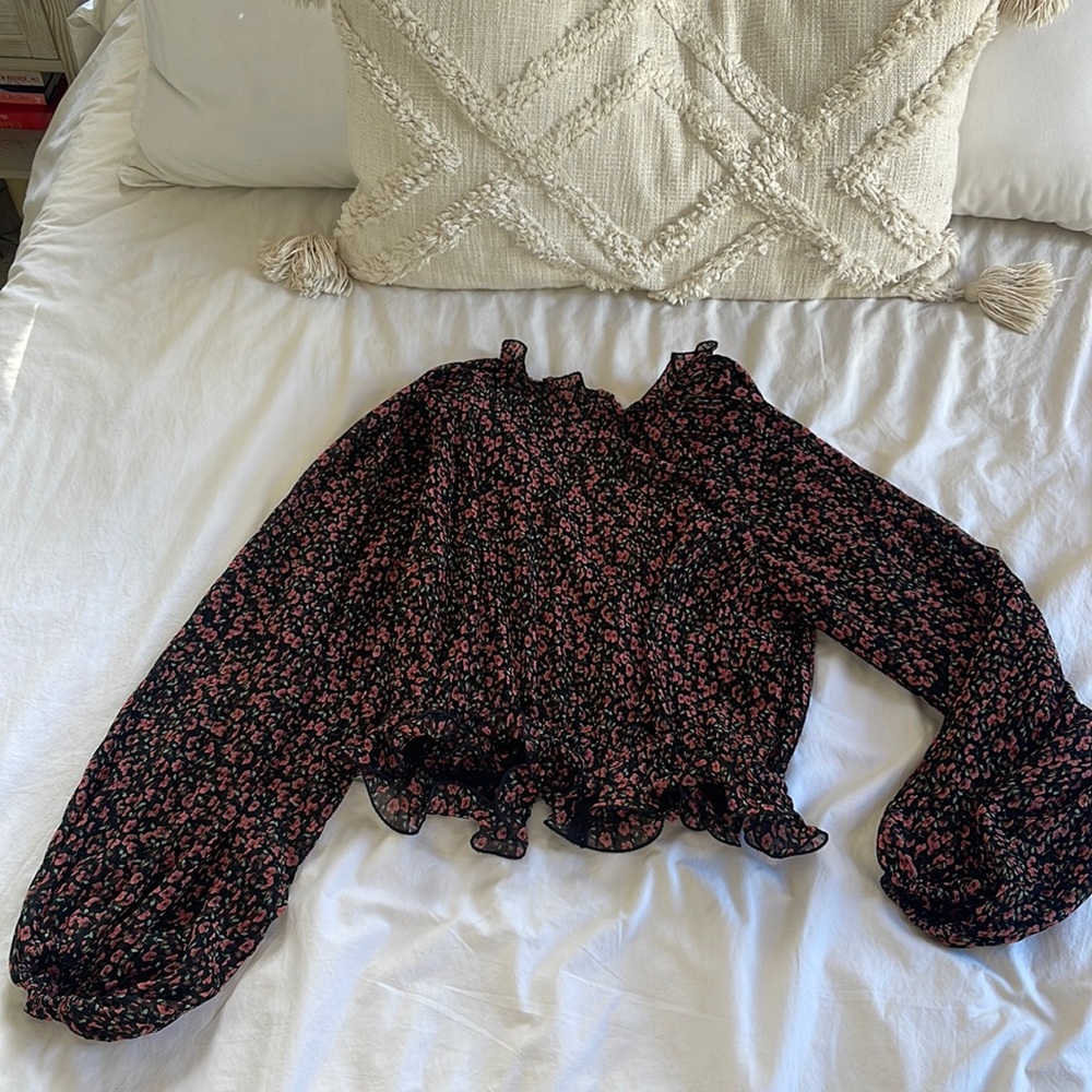 C/Meo Collective pleated floral shirt